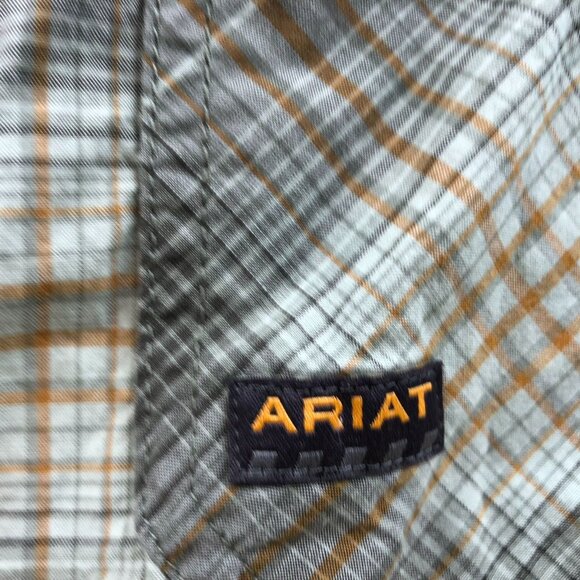 Ariat Mens Rebar Shirt Size XXL Casual Short Sleeve Plaid Button Up Green Pocket - Picture 12 of 14